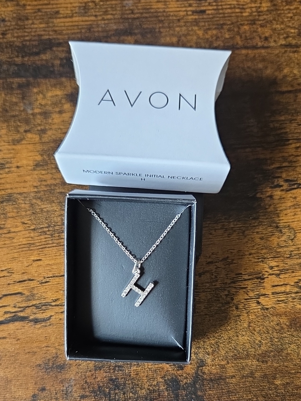 Avon Silver Sparkle Initial H Pendant Necklace